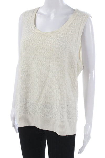 St. John Sport Unisex White Sleeveless Sweater Vest Round Neck Size XL