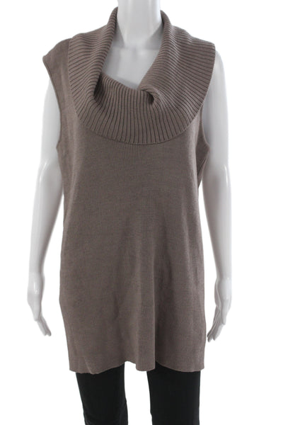 St. John Collection Unisex Sleeveless Turtleneck Vest Brown Wool Rayon Size XL