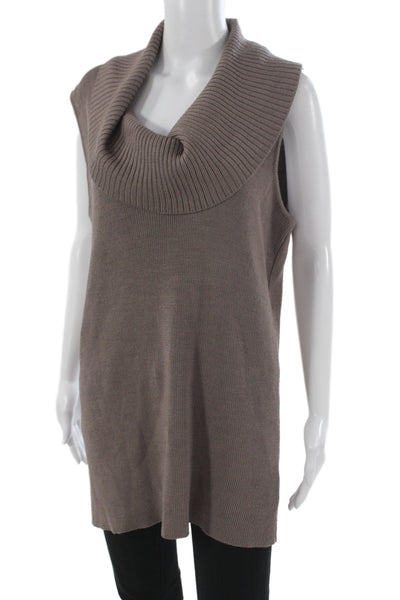 St. John Collection Unisex Sleeveless Turtleneck Vest Brown Wool Rayon Size XL