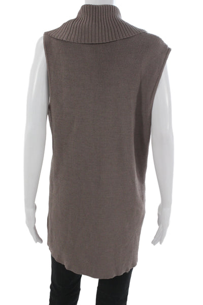 St. John Collection Unisex Sleeveless Turtleneck Vest Brown Wool Rayon Size XL