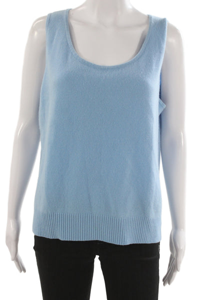 St. John Cashmere Unisex Light Blue Sweater Vest 100% Cashmere Sleeveless Size L