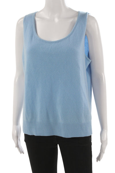 St. John Cashmere Unisex Light Blue Sweater Vest 100% Cashmere Sleeveless Size L