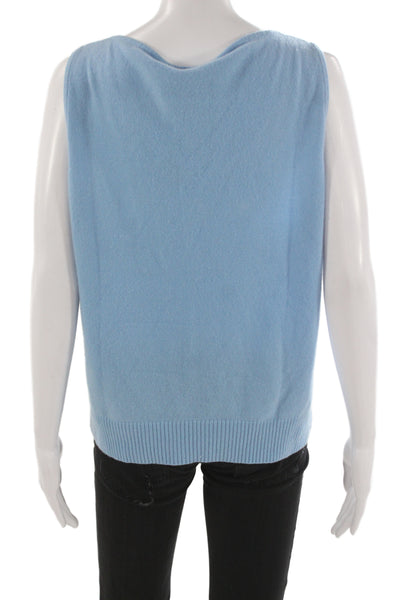 St. John Cashmere Unisex Light Blue Sweater Vest 100% Cashmere Sleeveless Size L