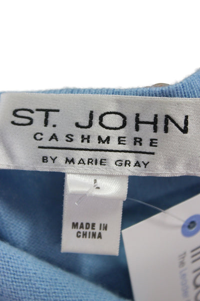 St. John Cashmere Unisex Light Blue Sweater Vest 100% Cashmere Sleeveless Size L