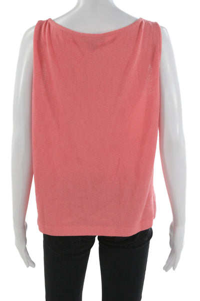 St. John Women Sleeveless Round Neck Basic Tank Pink Size L