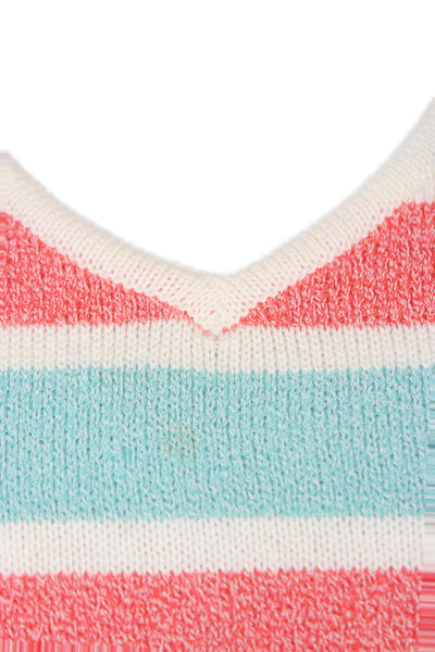 St. John Sport By Marie Gray Women Lt Blue Striped VNeck Sleeveless Tank Size M