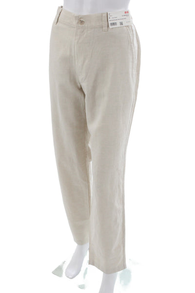 Uniqlo Mens Beige Chinos Cotton Linen Spandex Size M