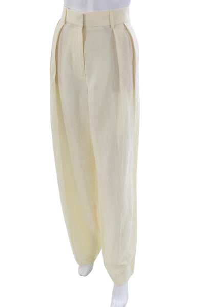 MNG Unisex Beige Cotton Linen Dress Pants Zip Inseam 33 Size 6