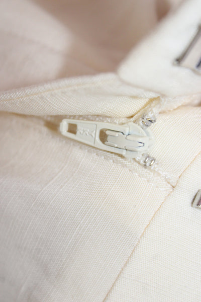 MNG Unisex Beige Cotton Linen Dress Pants Zip Inseam 33 Size 6