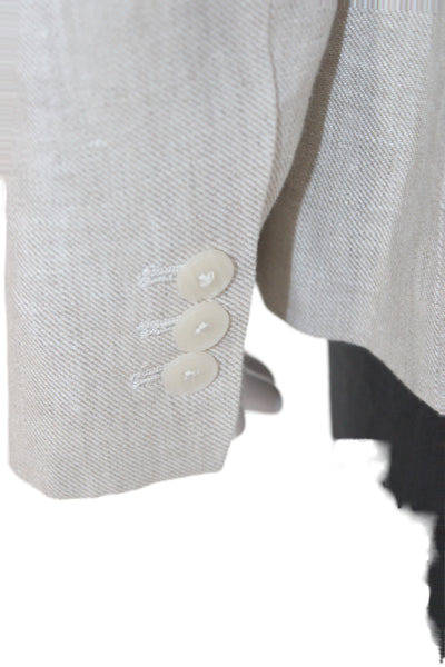 MNG Womens Linen Blazer Beige V Neck Long Sleeve Size S