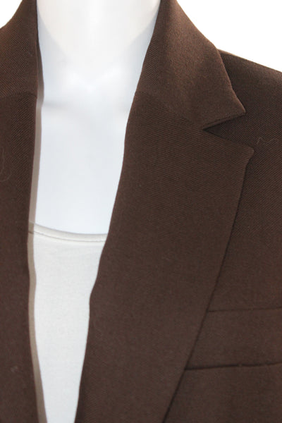 MNG Mens Classic Brown 100% Wool Blazer Button Collared Long Sleeve Size M