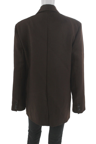 MNG Mens Classic Brown 100% Wool Blazer Button Collared Long Sleeve Size M