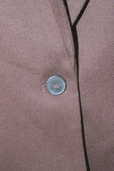 MNG Mens Classic Brown 100% Wool Blazer Button Collared Long Sleeve Size M
