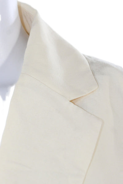 MNG Unisex Classic Collared Beige Blazer Long Sleeve Button Size M