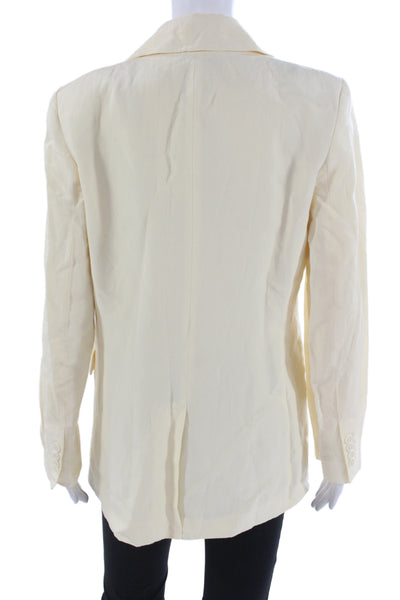 MNG Unisex Classic Collared Beige Blazer Long Sleeve Button Size M