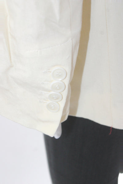 MNG Unisex Classic Collared Beige Blazer Long Sleeve Button Size M