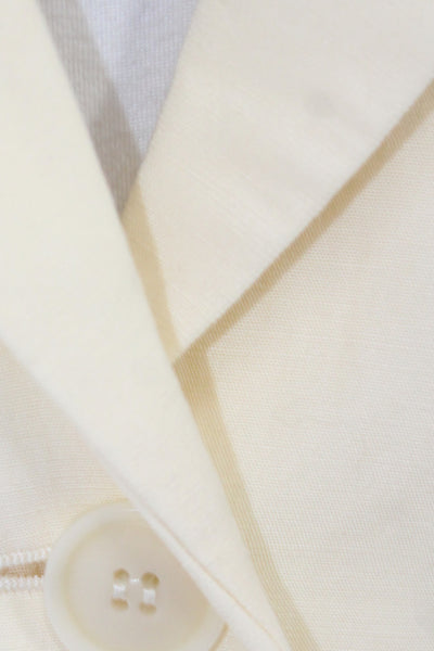 MNG Unisex Classic Collared Beige Blazer Long Sleeve Button Size M