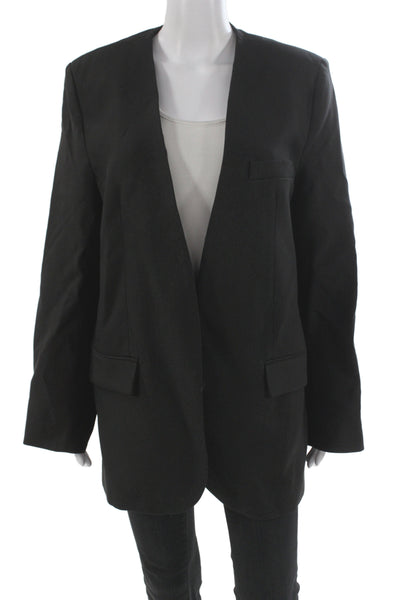 MNG Mens Classic Black Viscose Lyocell Button Blazer Long Sleeve Size M
