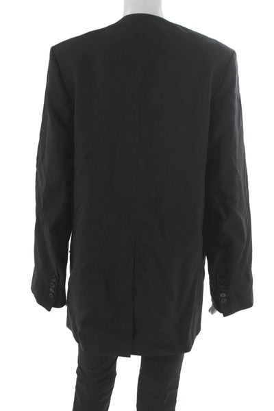 MNG Mens Classic Black Viscose Lyocell Button Blazer Long Sleeve Size M