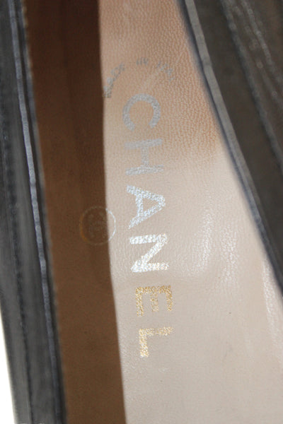 Chanel Womens Leather chain Loafers Black Size 8