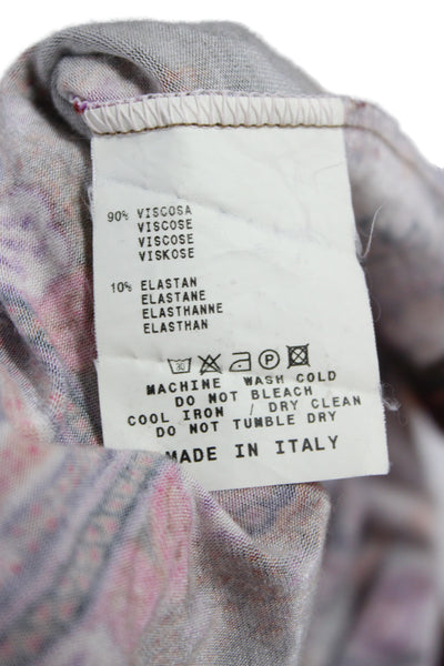 Etro Milano Women Paisley Collared Blouse Brown Long Sleeve Button Up Size 12