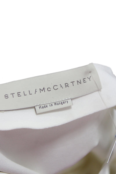 Stella McCartney Women White Zip Crew Neck Basic Blouse 3/4 Sleeve Size 12