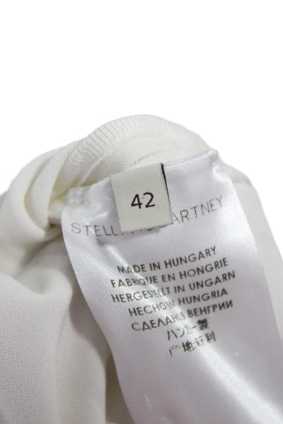 Stella McCartney Women White Zip Crew Neck Basic Blouse 3/4 Sleeve Size 12
