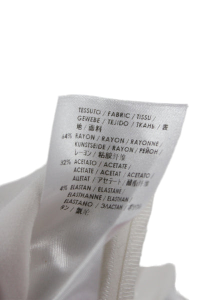 Stella McCartney Women White Zip Crew Neck Basic Blouse 3/4 Sleeve Size 12