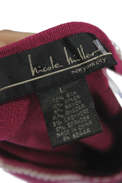 Nicole Miller Women Purple Silk Blend Sleeveless Tank Crew Neck Size L