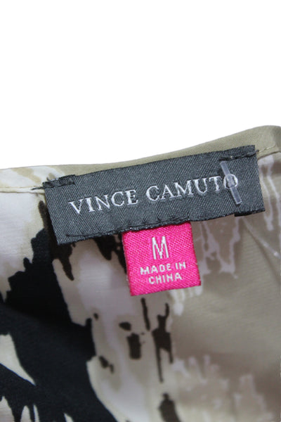 Vince Camuto Women Kimono Blouse Beige Short Sleeve Bohemian Round Neck Size M