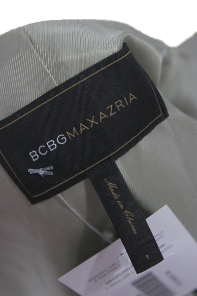 BCBGMAXAZRIA Women Military Jacket Beige Mock Neck Long Sleeve Size S