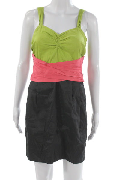 L'Agence Women Mini Tank Dress Green Sleeveless Zip Size 8