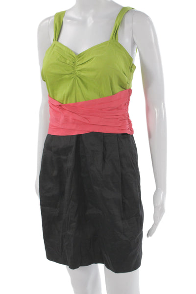 L'Agence Women Mini Tank Dress Green Sleeveless Zip Size 8