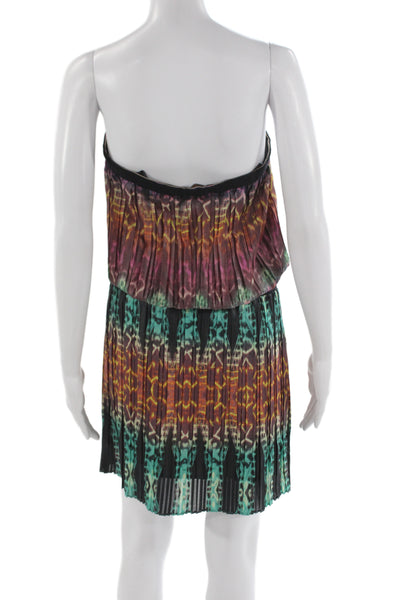 BCBGMAXAZRIA Womens Blouson Mini Dress Black Geometric Sleeveless Size M