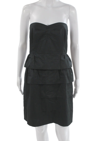 J Crew Women Sheath Dress Black Cotton Sleeveless Short Hook & Eye Size 6