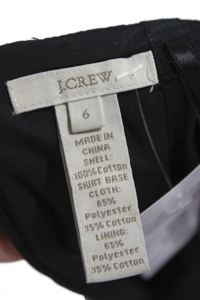 J Crew Women Sheath Dress Black Cotton Sleeveless Short Hook & Eye Size 6
