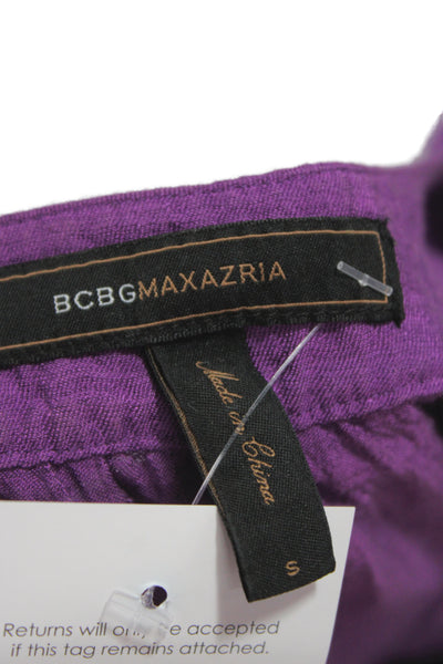 BCBGMAXAZRIA Womens Blouson Shirt Dress Purple Square Neck 3/4 Sleeve Size S