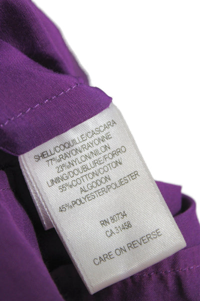 BCBGMAXAZRIA Womens Blouson Shirt Dress Purple Square Neck 3/4 Sleeve Size S