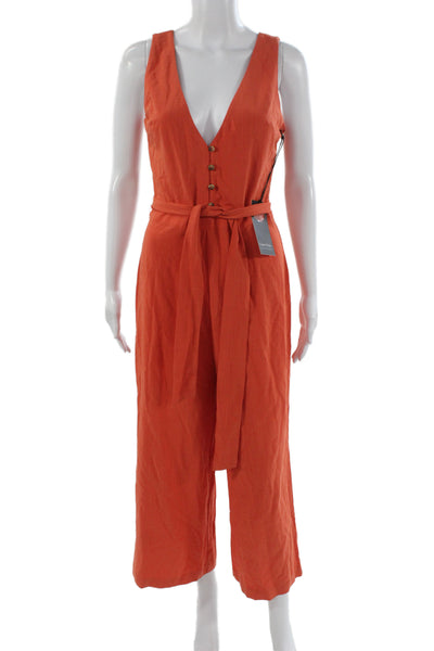 Privacy Please Women Jumpsuit Orange V Neck Sleeveless Size S