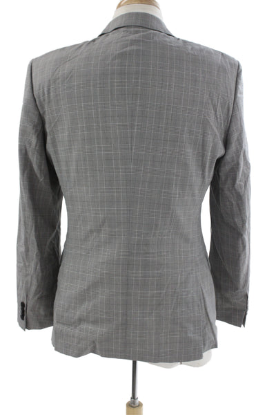 Hugo Hugo Boss Mens 2 Piece Suit Jacket Gray Check Polyester Viscose Size 40