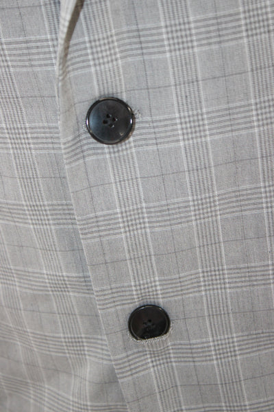 Hugo Hugo Boss Mens 2 Piece Suit Jacket Gray Check Polyester Viscose Size 40