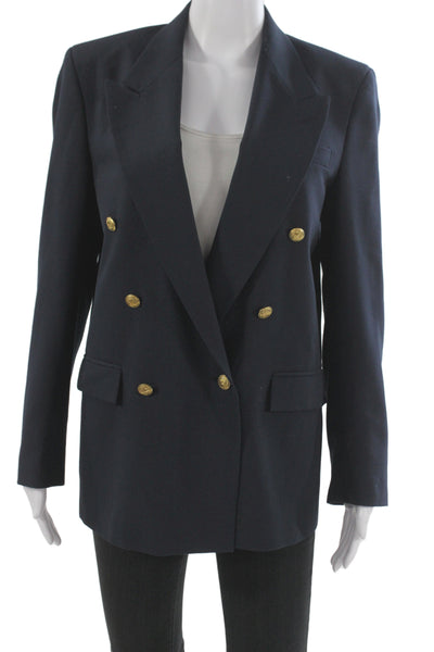 Nordstrom Women Dark Blue Collared Button Blazer Long Sleeve Size 18