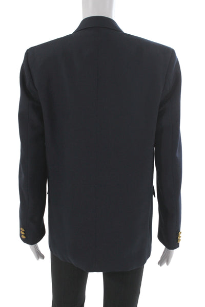 Nordstrom Women Dark Blue Collared Button Blazer Long Sleeve Size 18
