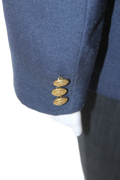 Nordstrom Women Dark Blue Collared Button Blazer Long Sleeve Size 18
