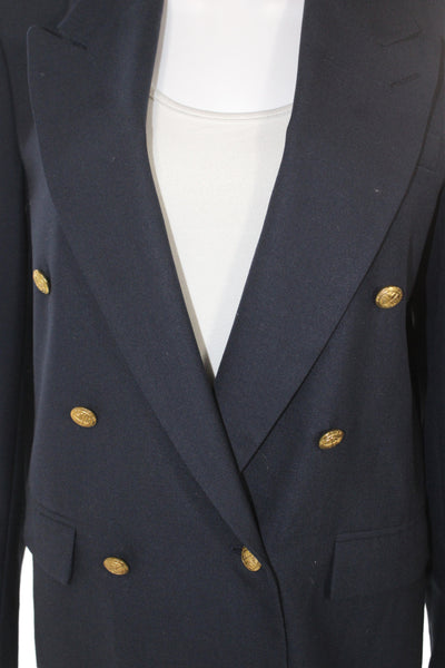 Nordstrom Women Dark Blue Collared Button Blazer Long Sleeve Size 18