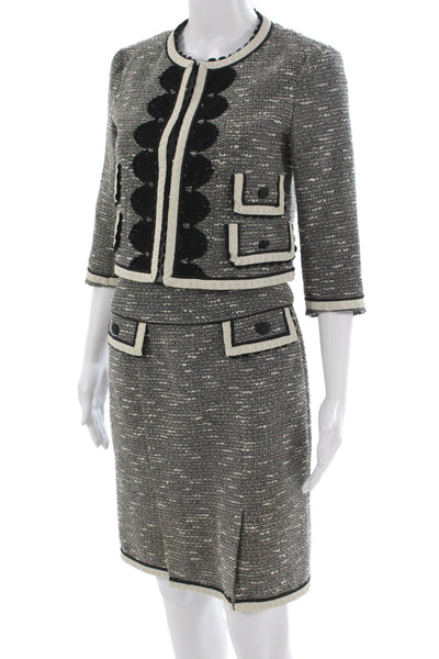 Nanette Lepore Women 2 Piece Suit Black 3/4 Sleeve Round Neck Size 2