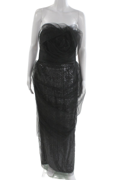 Marchesa Women Sheath Dress Black Silk Blend Sleeveless Long Size 6