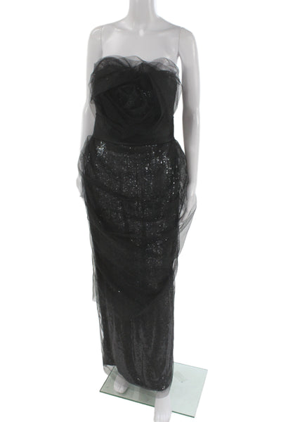 Marchesa Women Sheath Dress Black Silk Blend Sleeveless Long Size 6