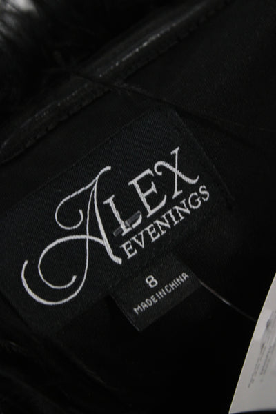 Alex Evenings Womens Black Maxi Dress Sleeveless Long Feather Size 8
