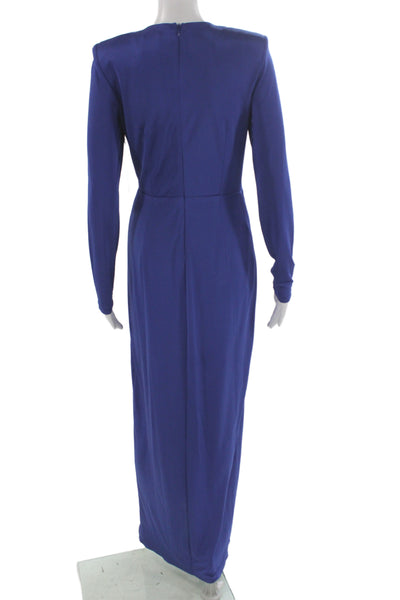 Vince Camuto Women Maxi Wrap Dress Blue V-Neck Long Sleeve Zip Size 6